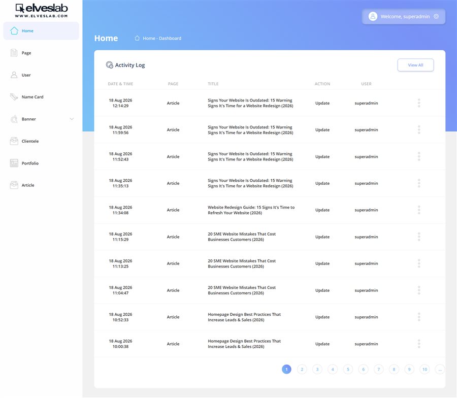 Custom website content management system by Elves Lab Singapore