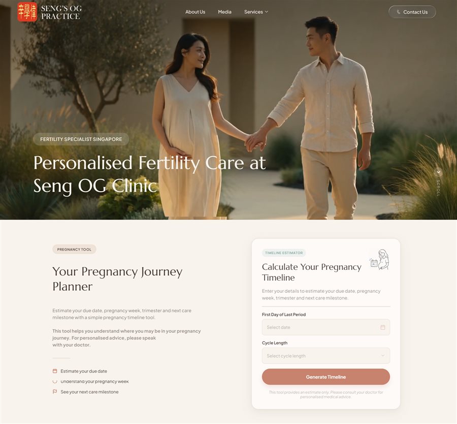 Sengclinic New Website after redesigning, showing updated homepage layout