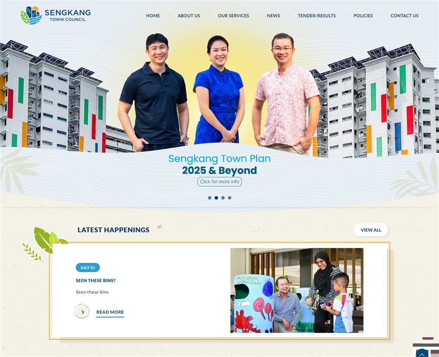 Sengkang Town Council Responsive Website for Desktop