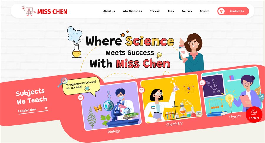 Miss Chen Simple Website navigation
